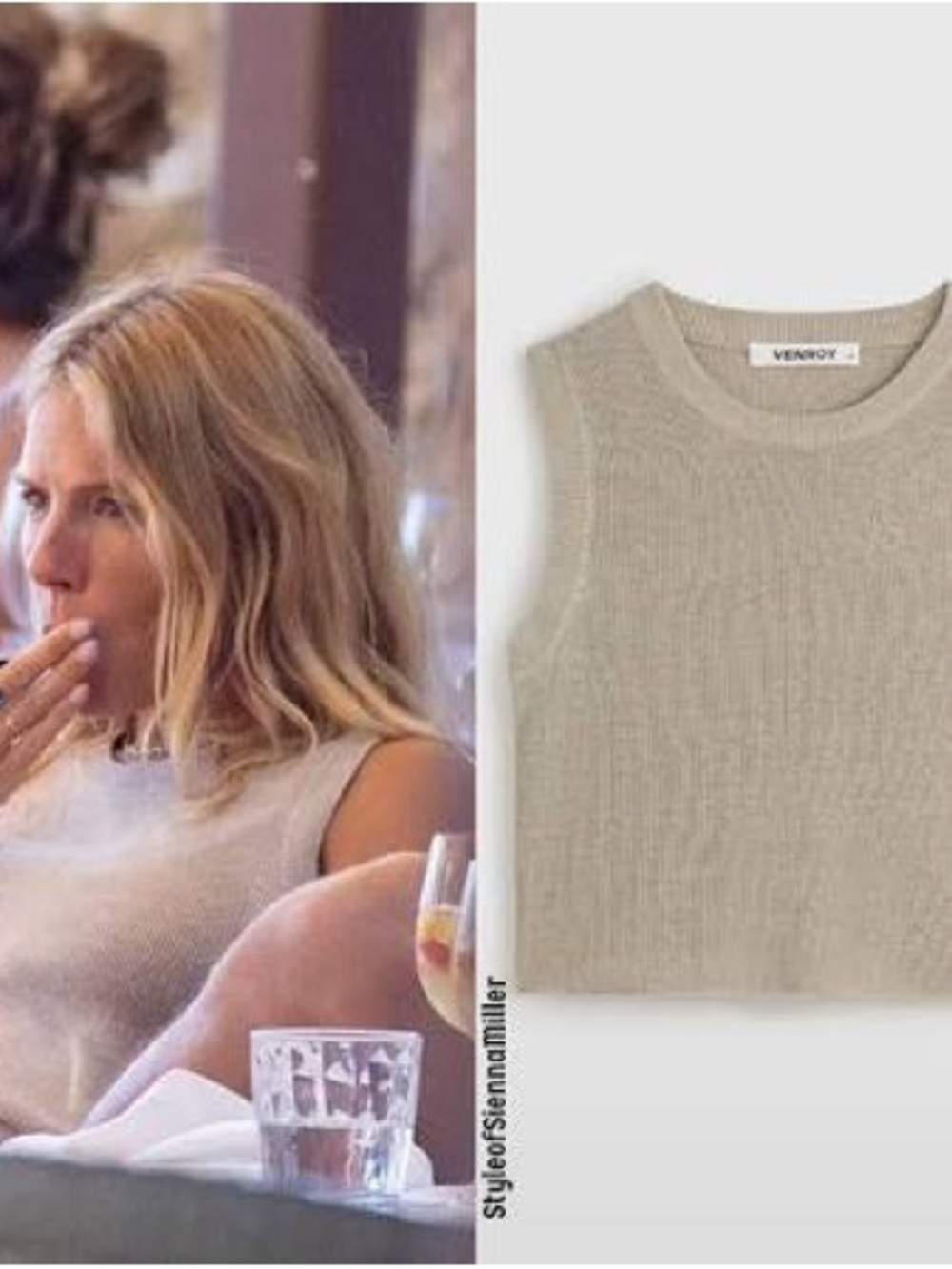 Venroy Taupe Rib Knitted Cropped Tank - Picture 5 of 7
